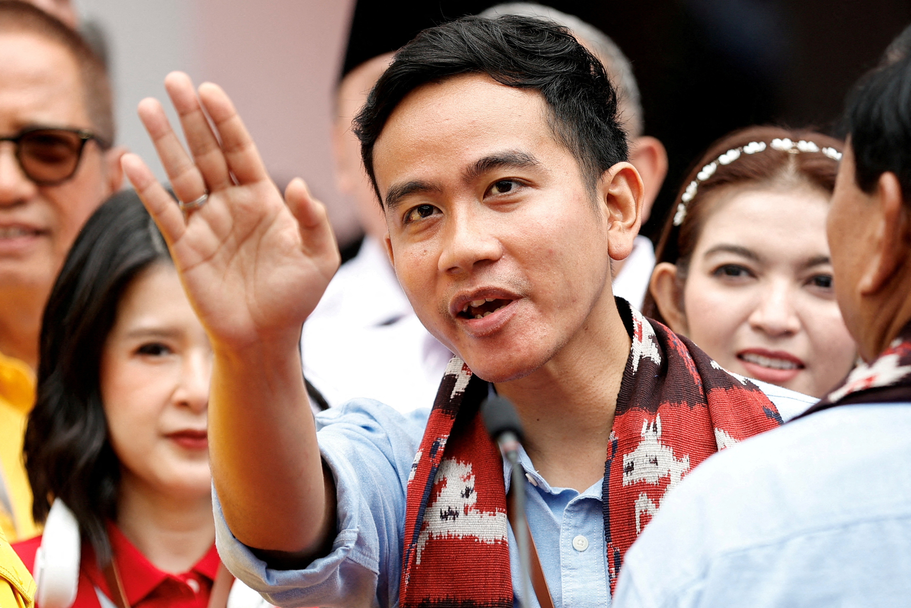 FILE PHOTO: Indonesia's presidential candidate, Prabowo Subianto, and his running mate, Gibran Rakabuming Raka, register for next year's election in Jakarta