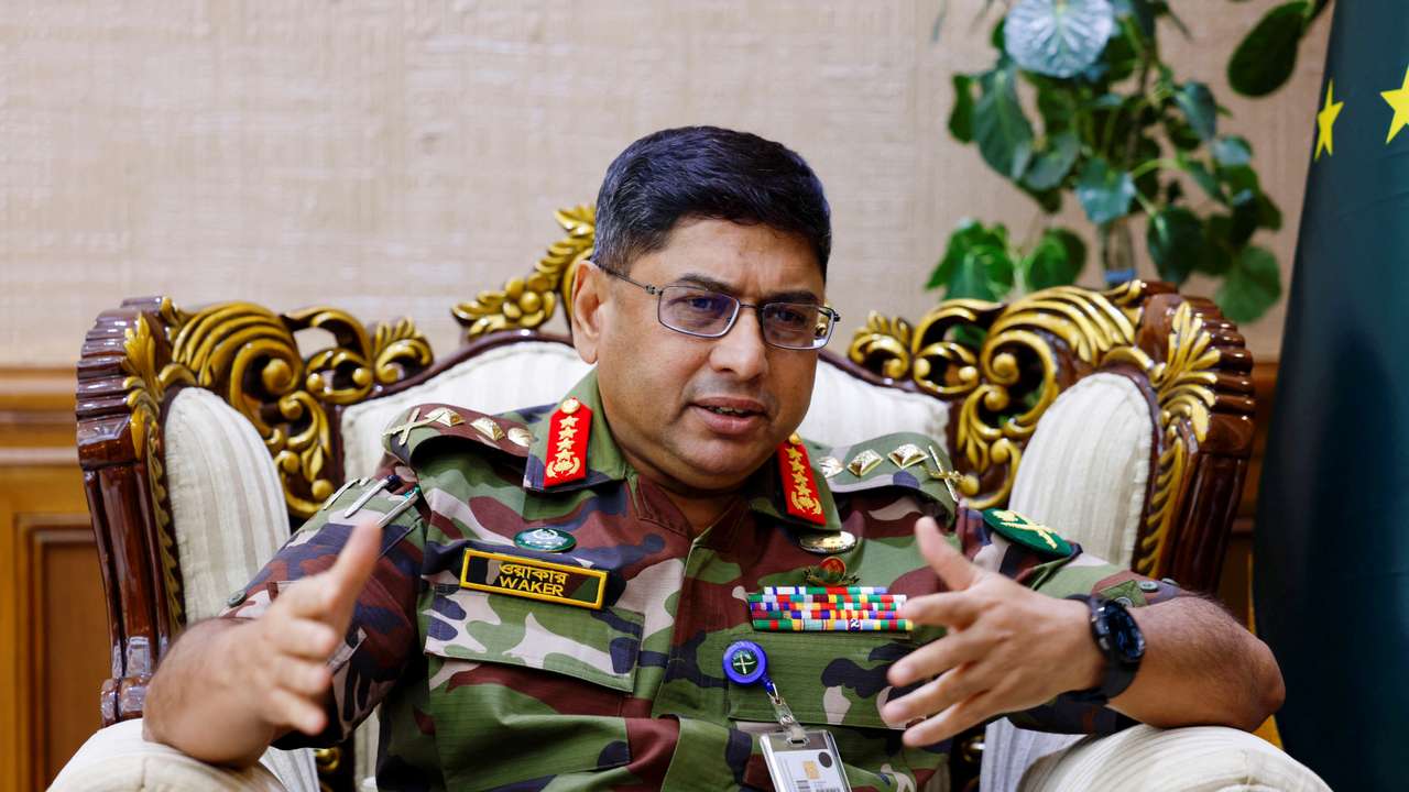 Bangladesh's Chief of Army Staff General Waker-uz-Zaman gestures during an interview with Reuters at his office in the Bangladesh Army Headquarters, in Dhaka