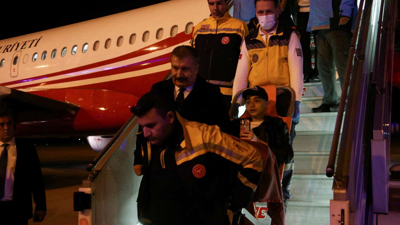 FILE PHOTO: Palestinian cancer patients arrive in Turkey after evacuation from Gaza