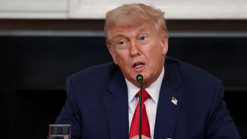 U.S. President Donald Trump participates in an Invest America Roundtable, at the White House, in Washington