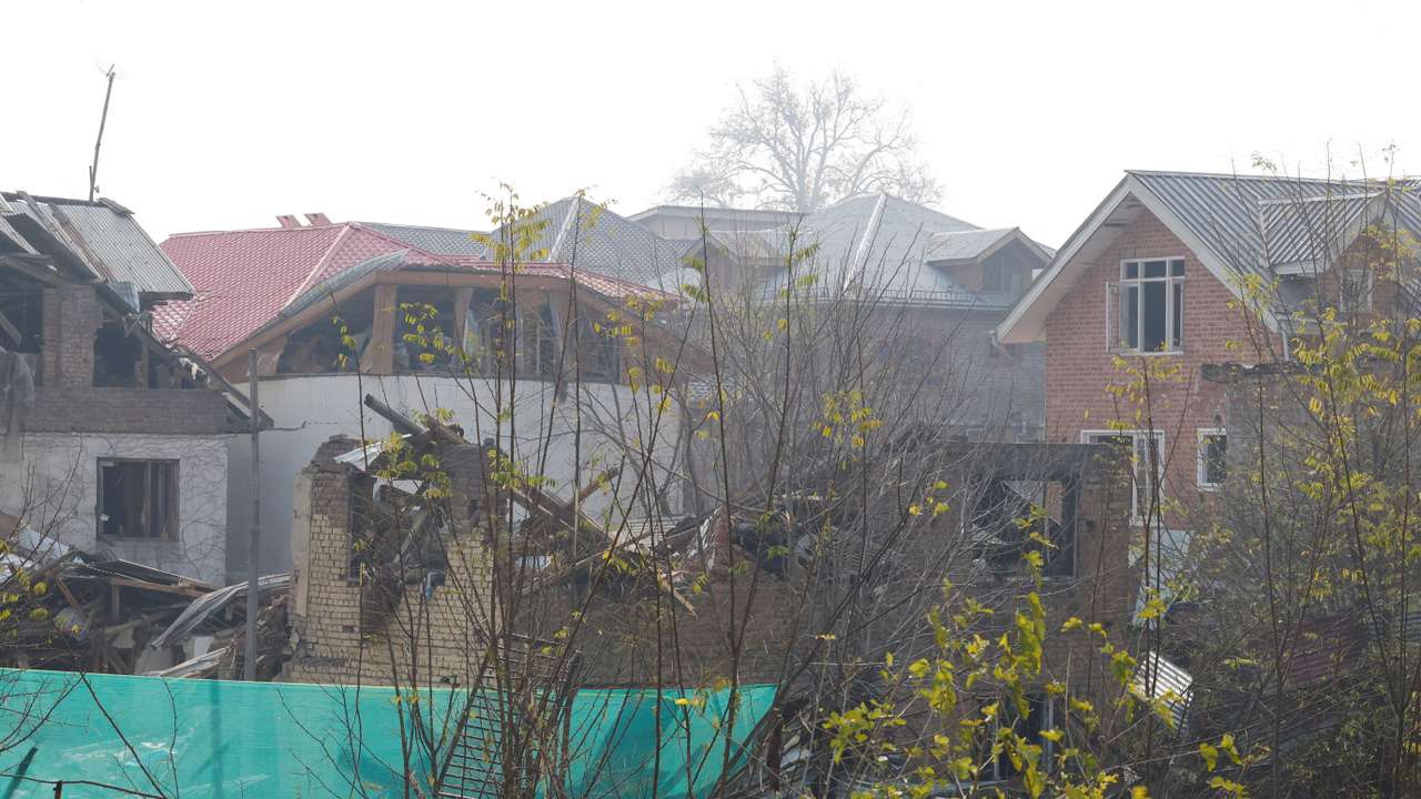 Aftermath of an explosion at a police station in Kashmir