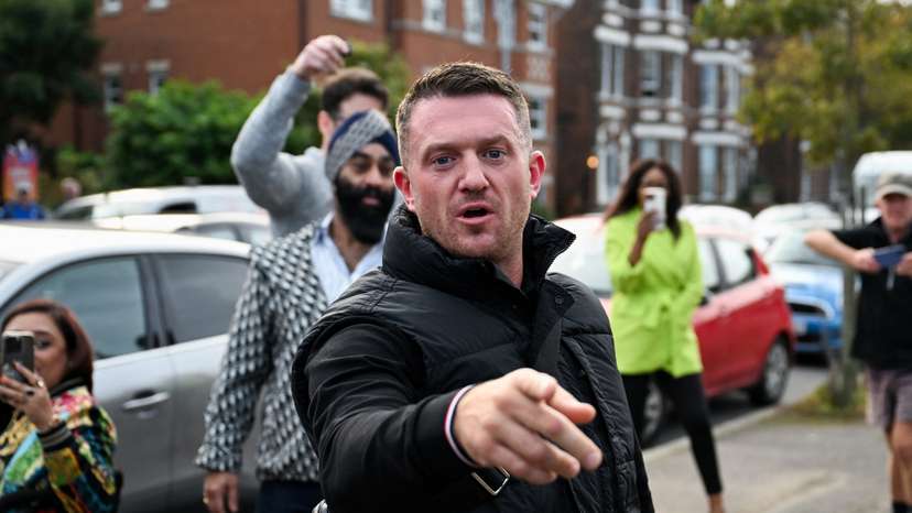 Anti-immigration activist Stephen Yaxley-Lennon, known as Tommy Robinson arrives at Folkestone Police Station