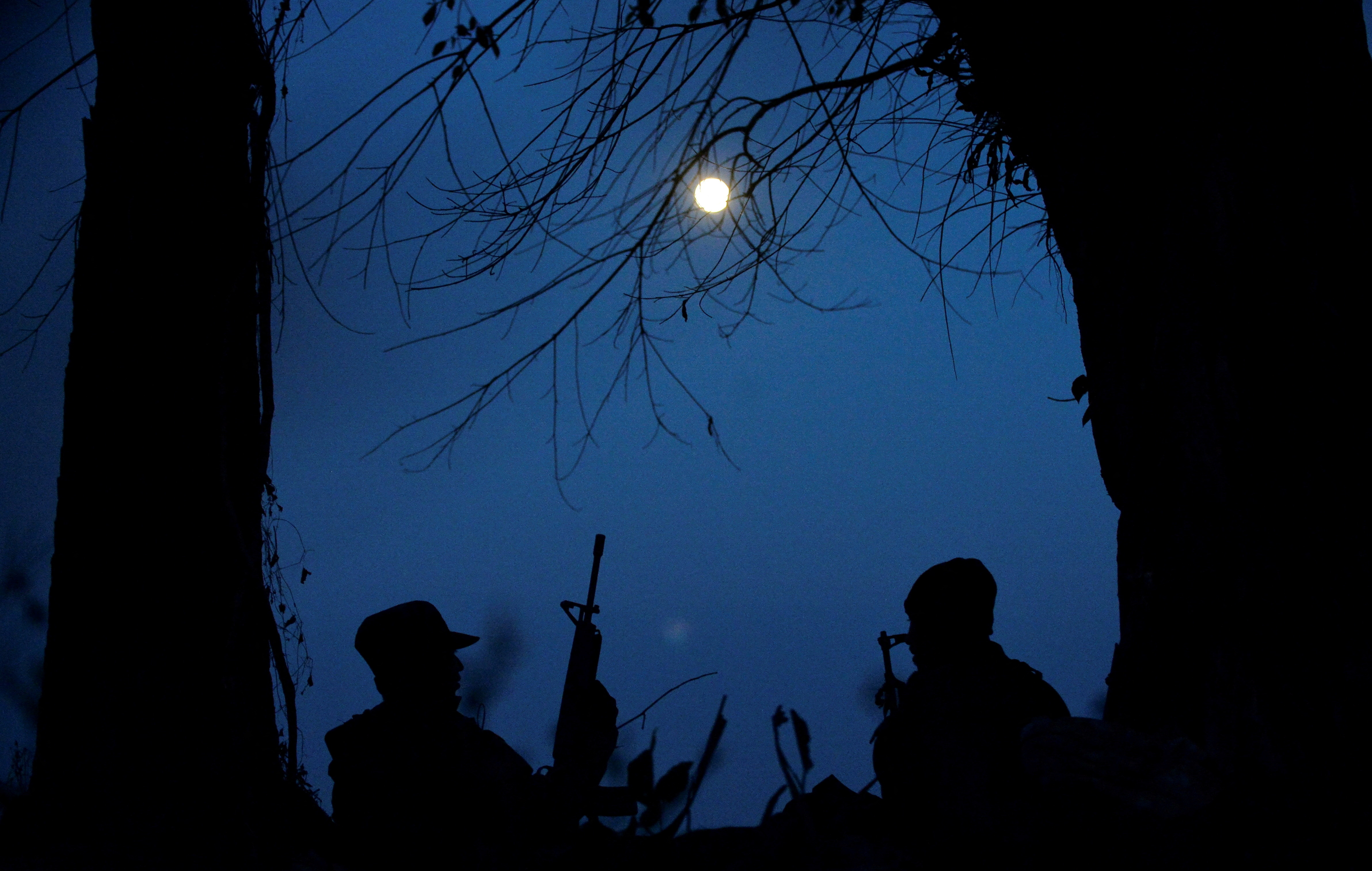 FILE PHOTO: Members of the People's Defence Force (PDF) at the front line in Kawkareik, Myanmar