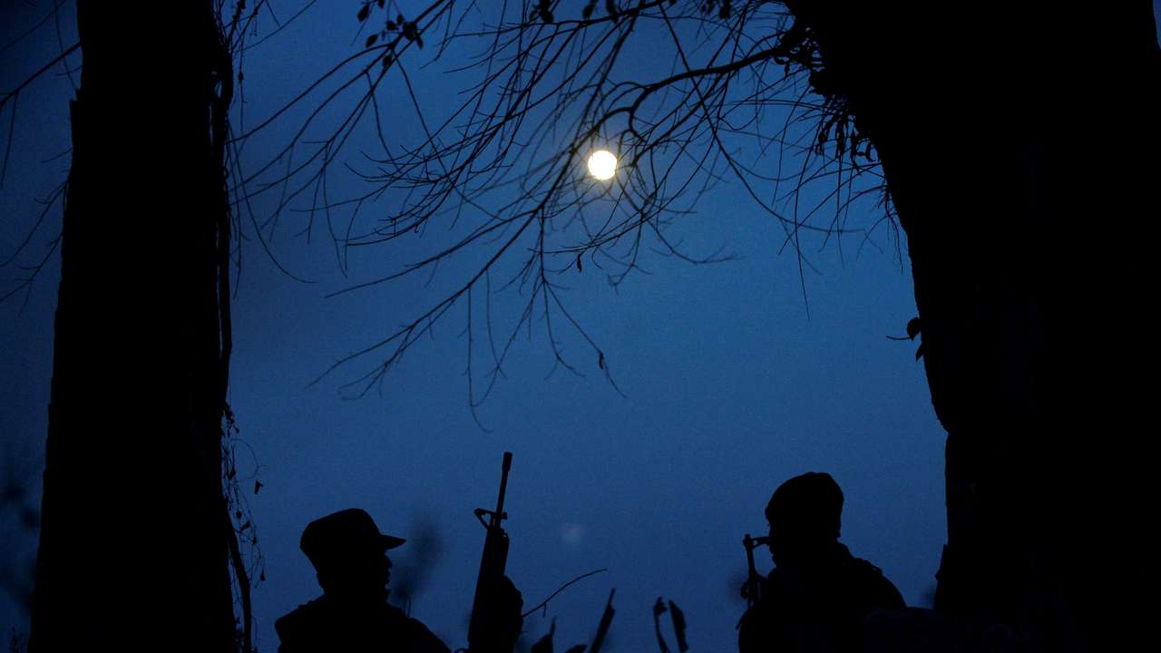 FILE PHOTO: Members of the People's Defence Force (PDF) at the front line in Kawkareik, Myanmar