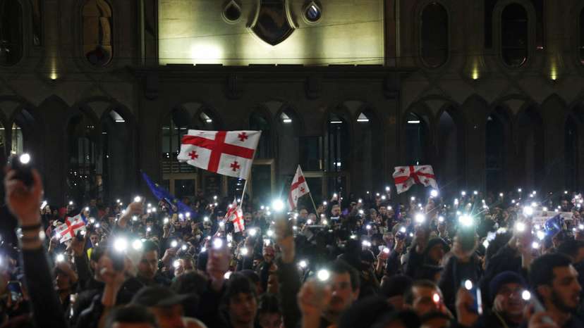 People protest against the "foreign agents" bill in Tbilisi