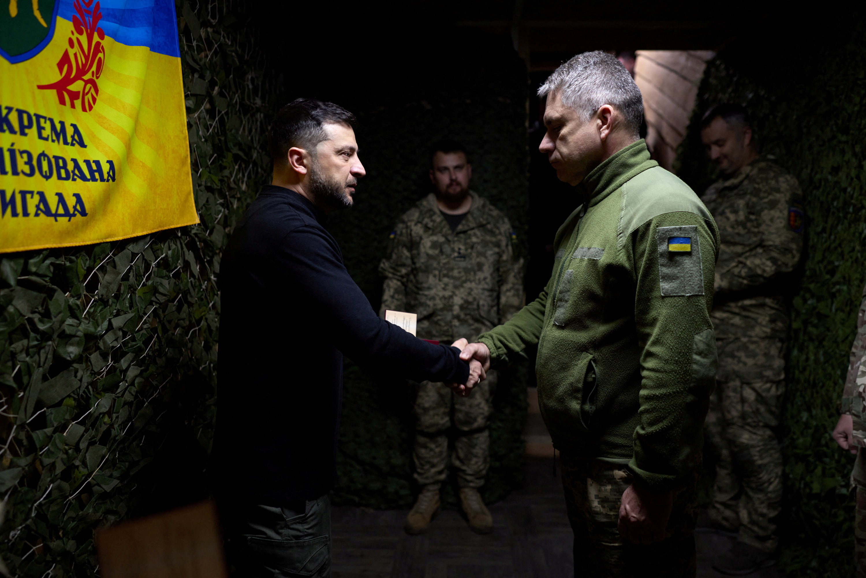 Ukraine's President Zelenskiy visits a front line in Zaporizhzhia region