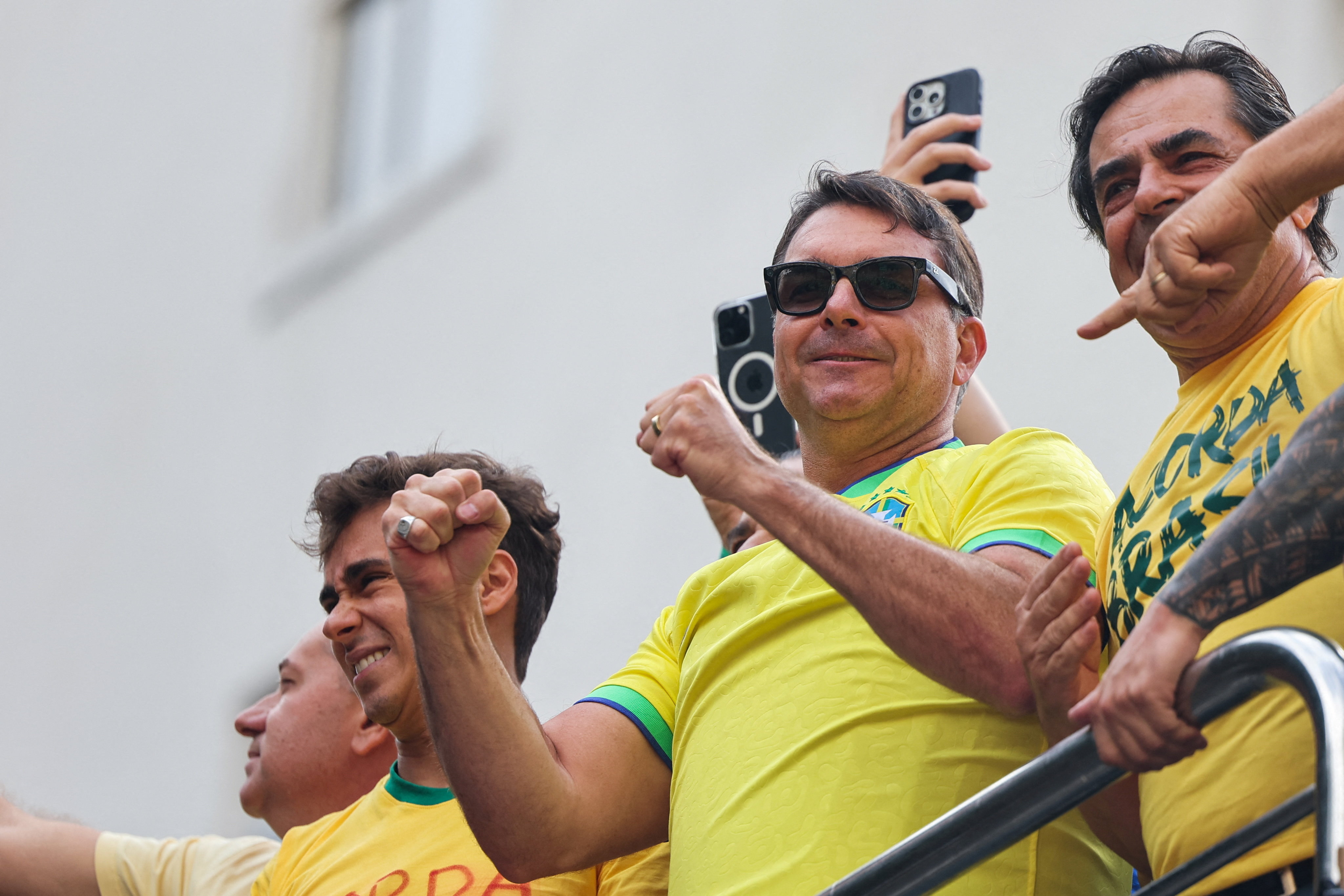 Senator Flavio Bolsonaro holds a campaign's rally, ahead of the presidential elections, in Sao Paulo