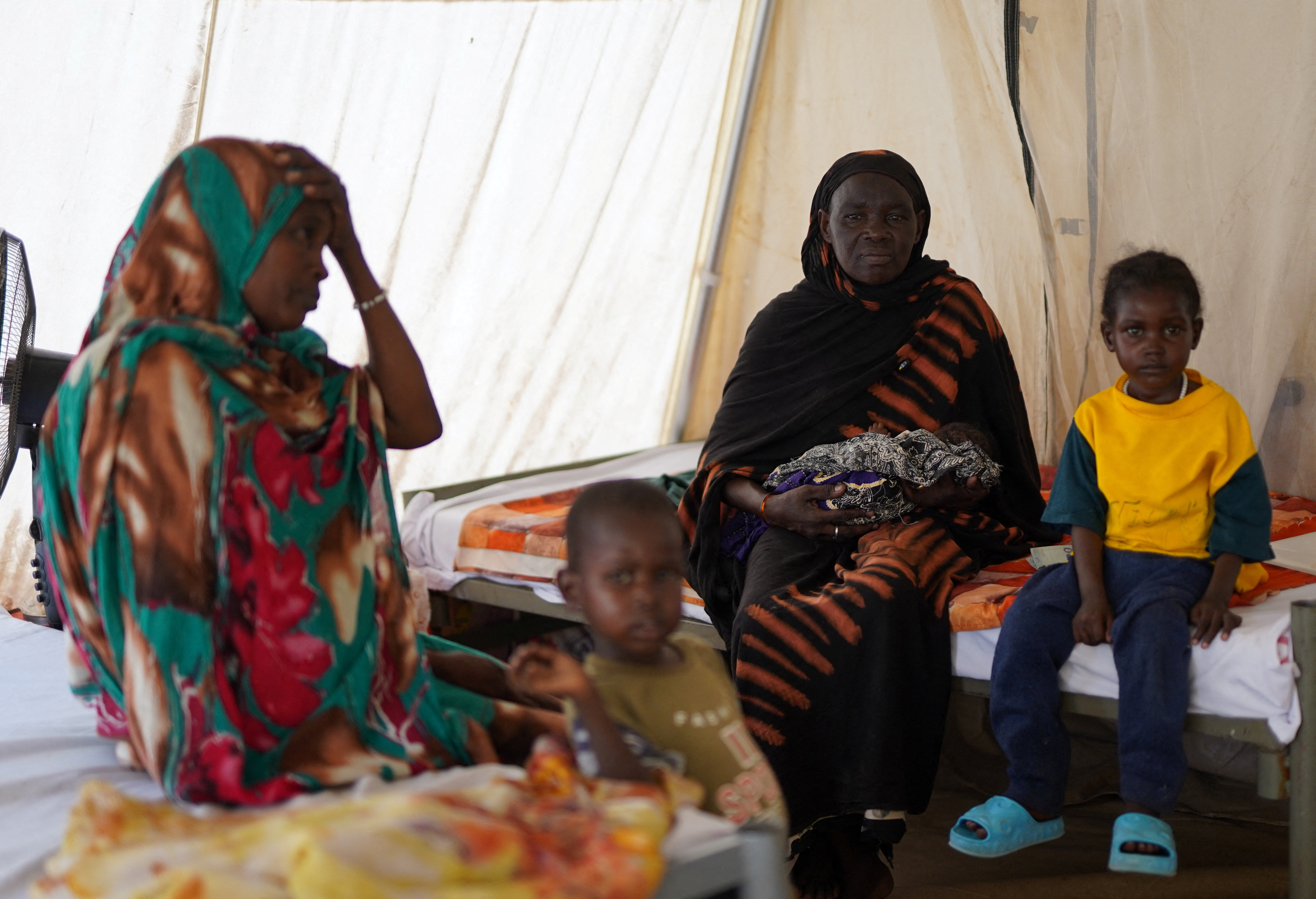 Injured displaced Sudanese fleeing violence in al-Fashir and receiving treatment by Medecins Sans Frontieres (MSF) in Tawila
