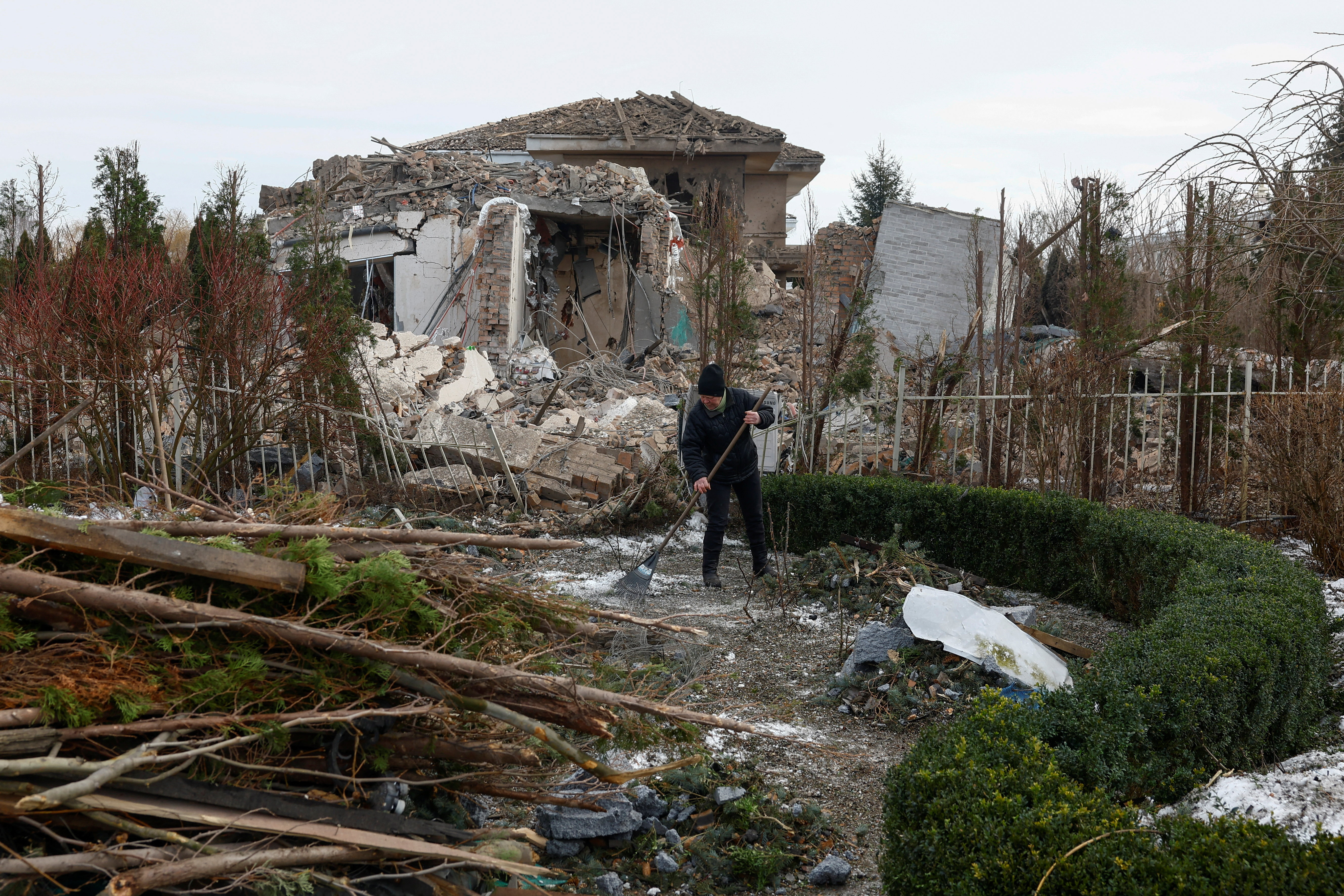 Aftermath of a Russian missile attack in Kyiv region