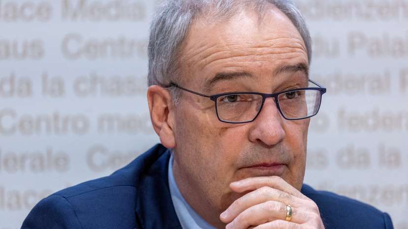 Swiss federal councillor Guy Parmelin attends a press conference in Bern