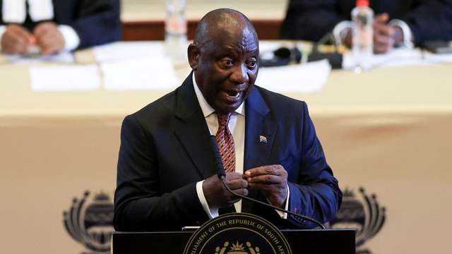 FILE PHOTO: South African President Ramaphosa delivers his 2025 State of the Nation Address in Cape Town