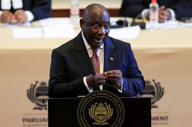 FILE PHOTO: South African President Ramaphosa delivers his 2025 State of the Nation Address in Cape Town