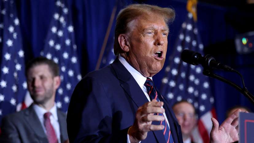 Republican presidential candidate and former U.S. President Trump hosts New Hampshire primary election night watch party in Nashua