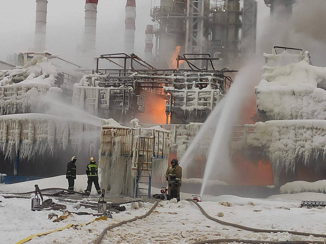 FILE PHOTO: Fire breaks out at Russia's Novatek terminal on Baltic Sea