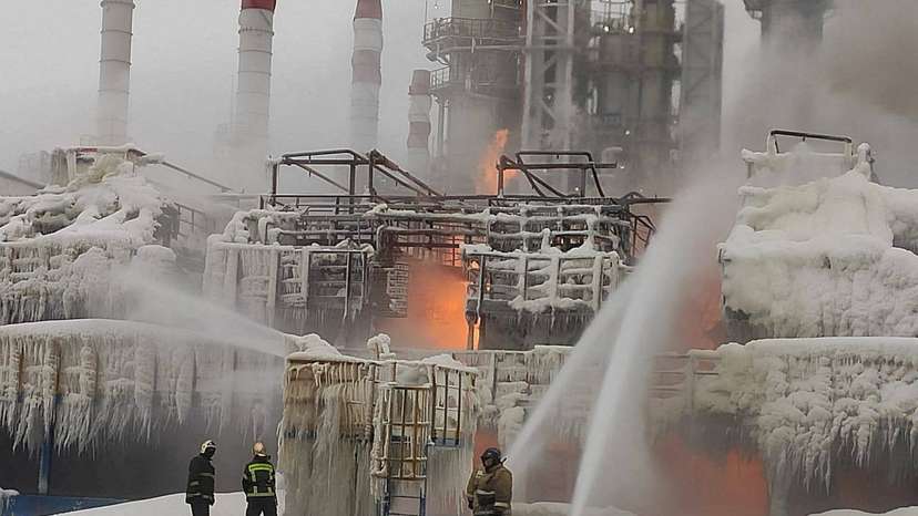 FILE PHOTO: Fire breaks out at Russia's Novatek terminal on Baltic Sea
