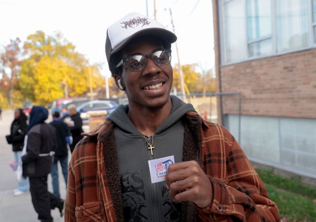 Early voting in the U.S. presidential election at a polling station in Detroit, Michigan