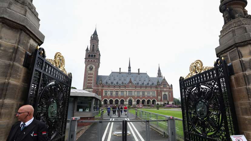 View of the International Court of Justice (ICJ) ahead of a hearing where South Africa requests new emergency measures over Israel's attacks on Rafah, in The Hague