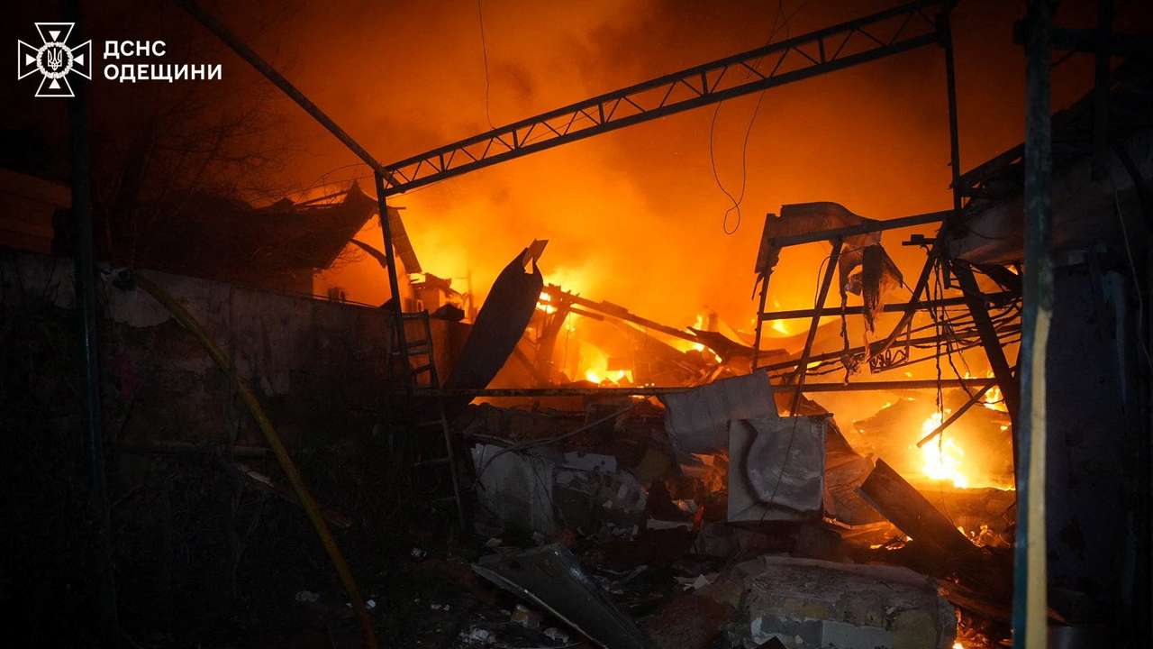 Aftermath of a Russian drone attack in Odesa