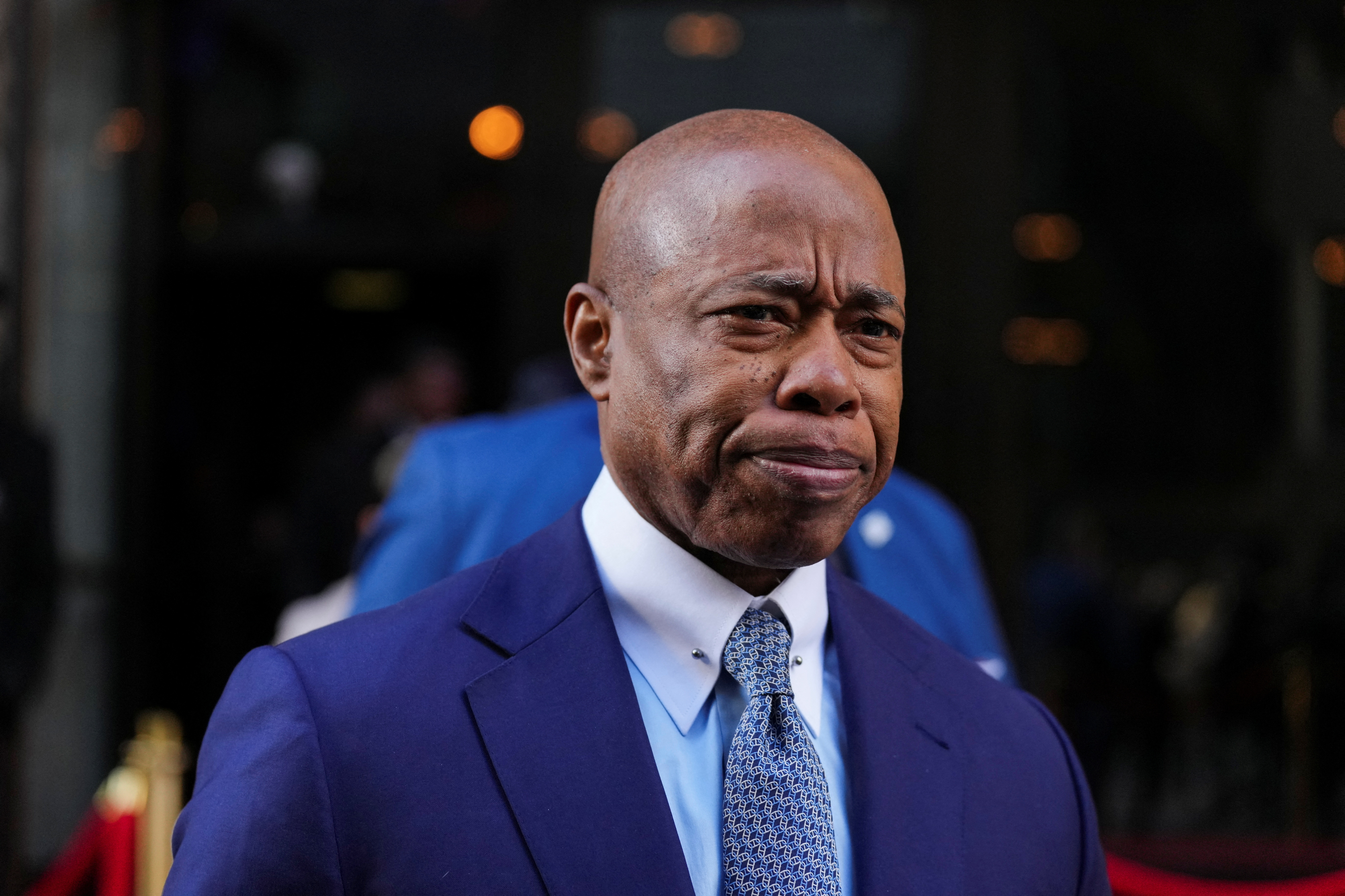 New York City Mayor Eric Adams attends at New York City Police Department (NYPD) Commissioner Jessica Tisch's "State of the NYPD" address in Manhattan