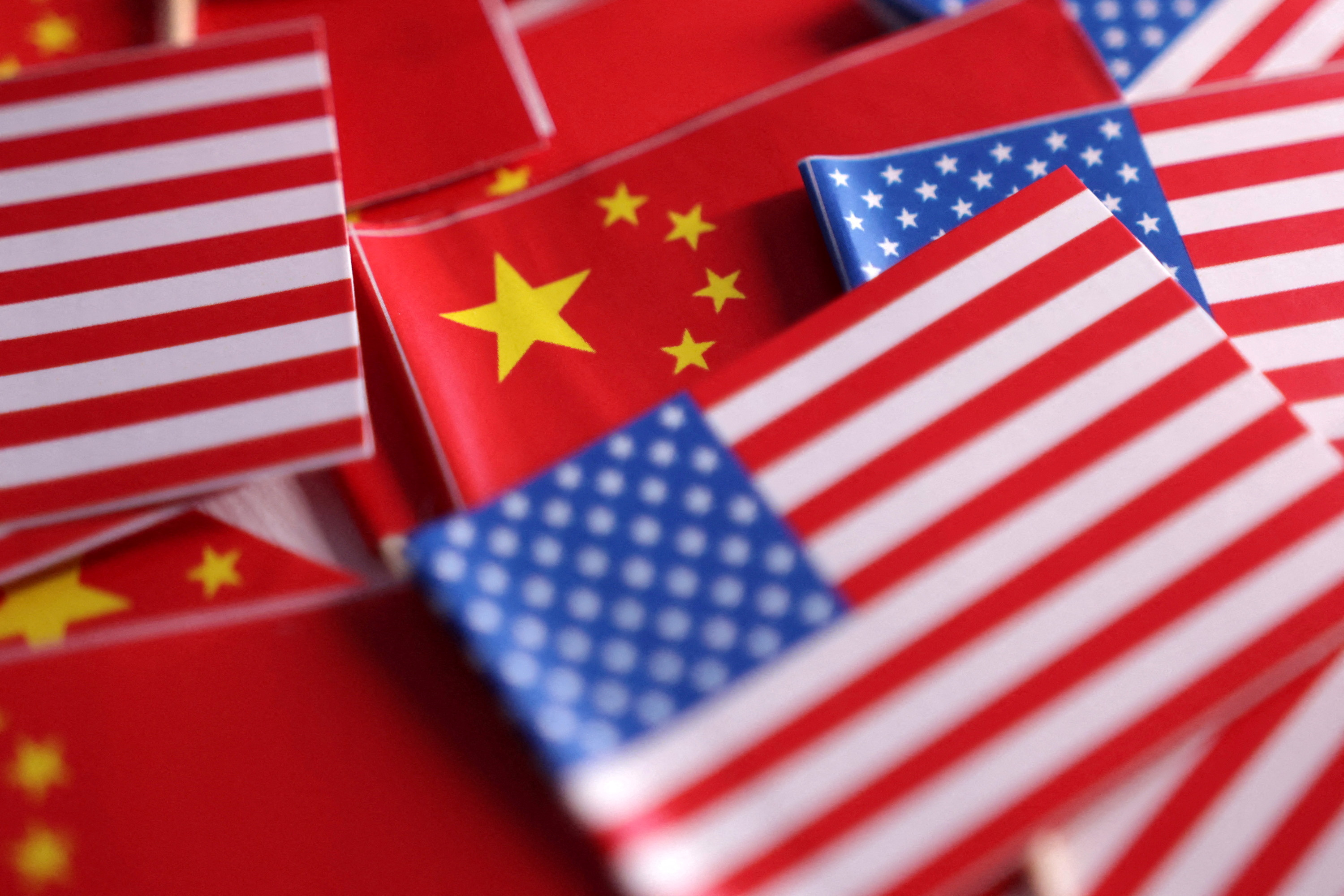 FILE PHOTO: Illustration shows U.S. and Chinese flags