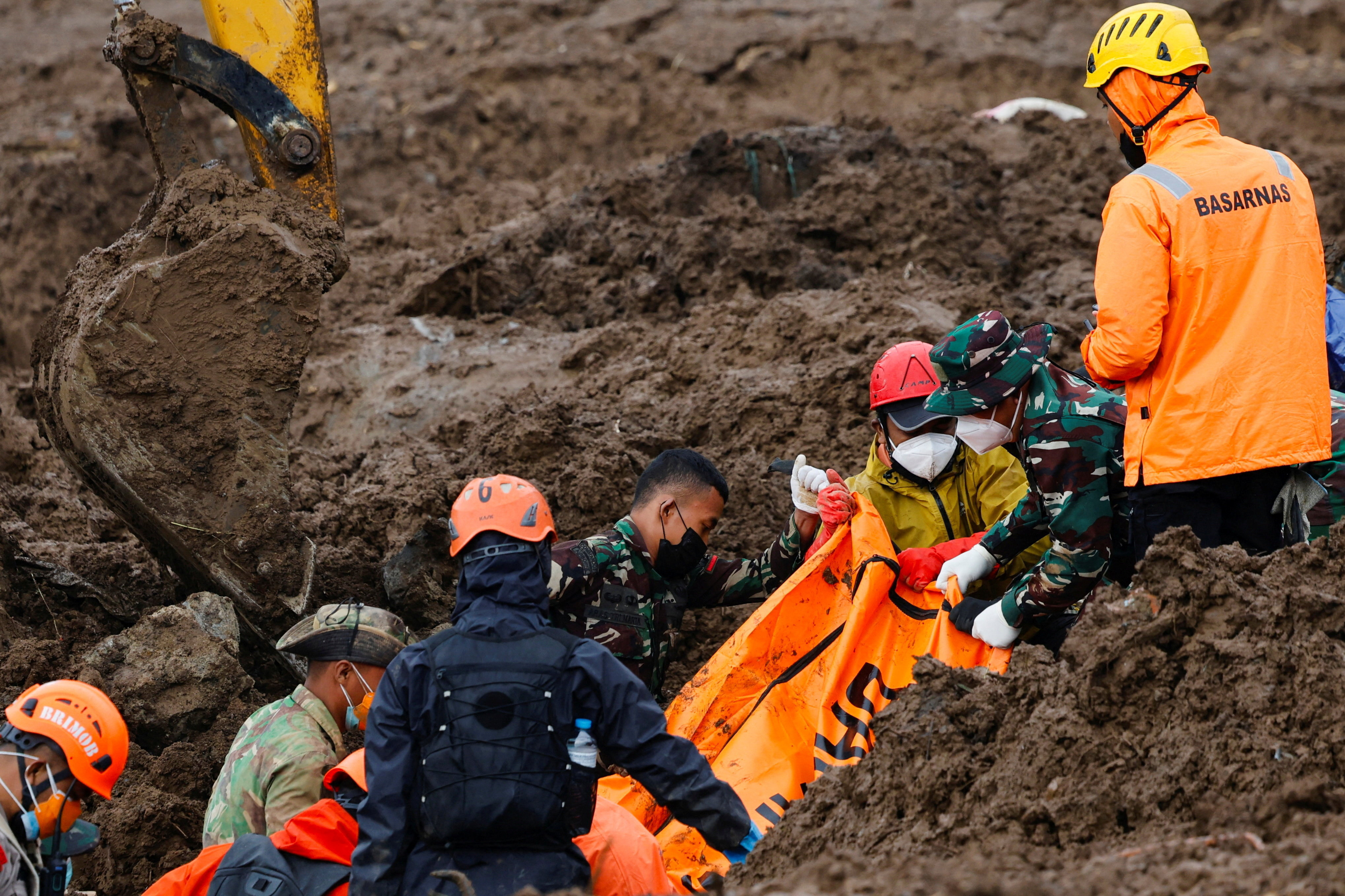 Landslide following heavy rains in Pasir Langu village, West Bandung regency, West Java province