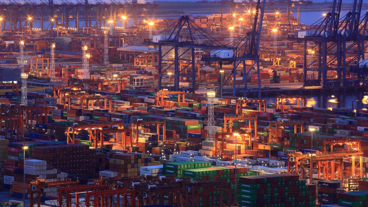 Containers are seen at Yantian port in Shenzhen