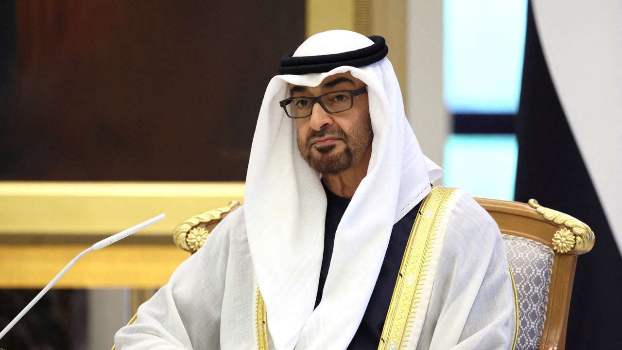 President of the United Arab Emirates Sheikh Mohamed bin Zayed Al Nahyan meets with Russian President Vladimir Putin in Abu Dhabi