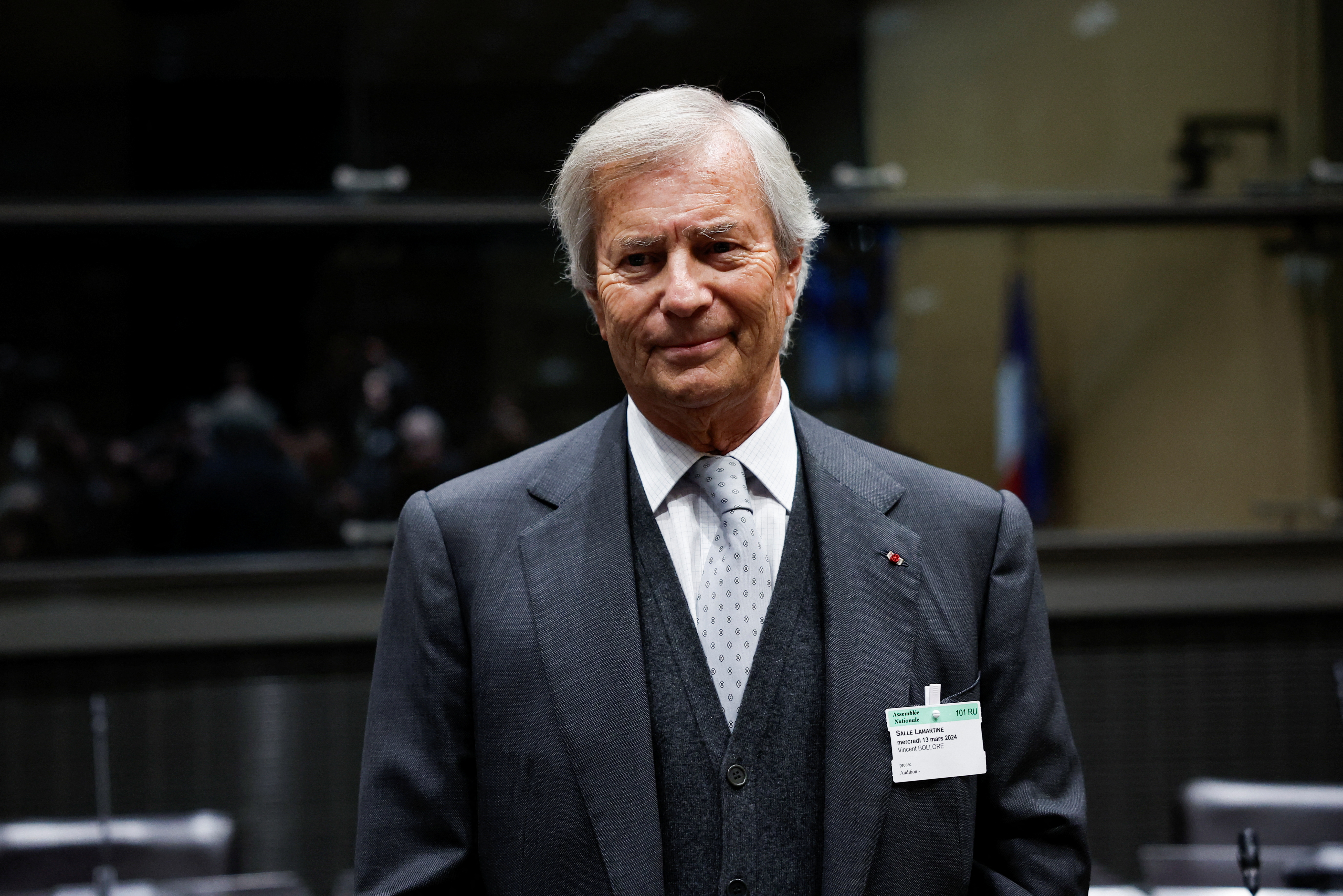 French Vincent Bollore poses before a hearing of the French parliament's commission in Paris