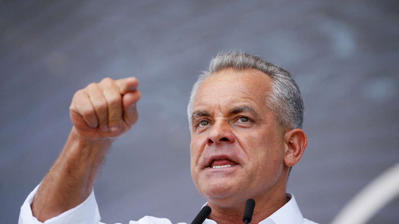 FILE PHOTO: Leader of the Democratic Party of Moldova Vladimir Plahotniuc delivers a speech during a rally in Chisinau