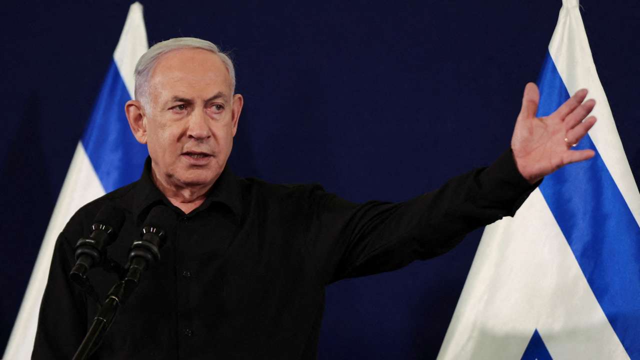 Israeli Prime Minister Netanyahu holds a press conference in Tel Aviv
