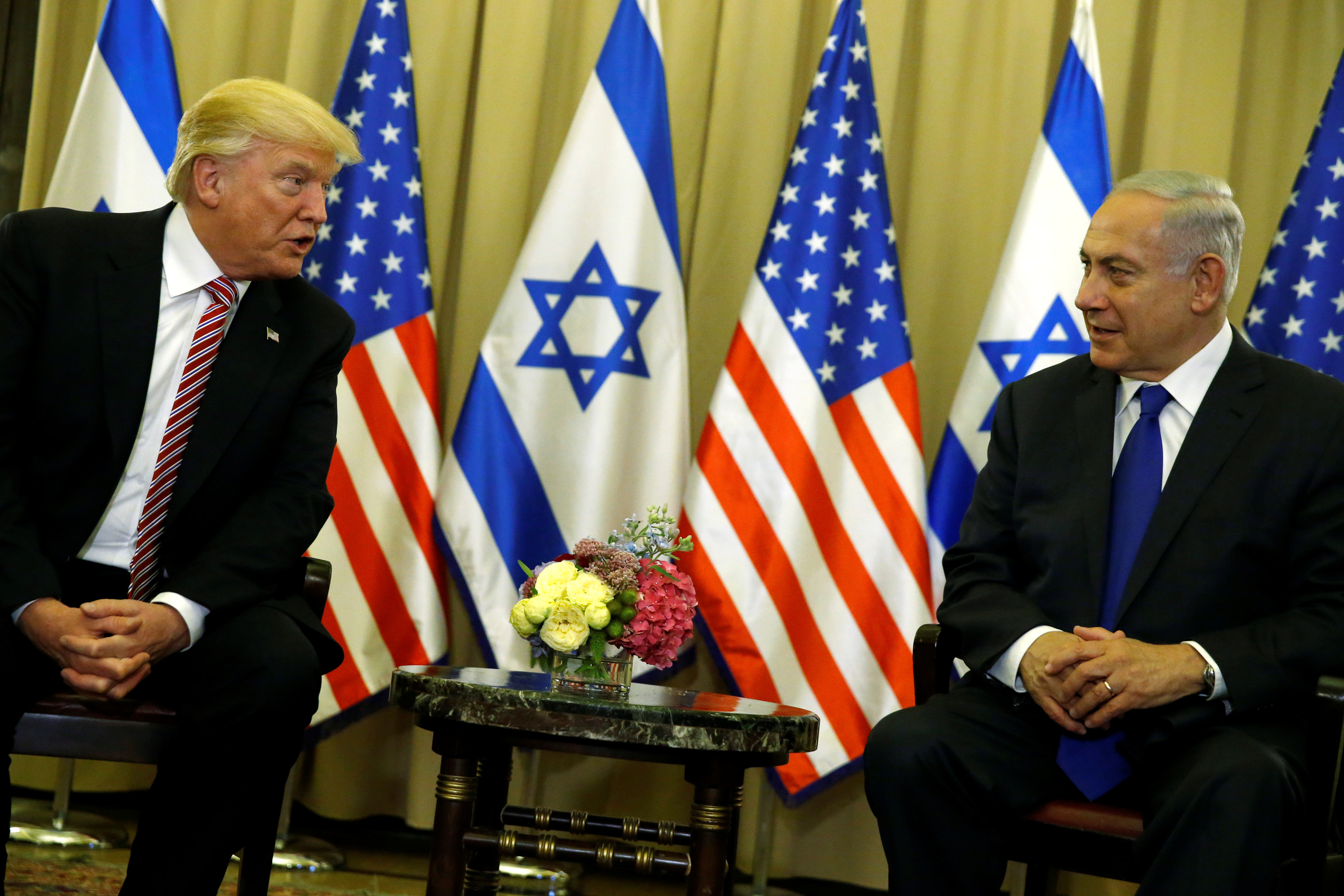 Trump and Netanyahu speak to reporters before their meeting in Jerusalem