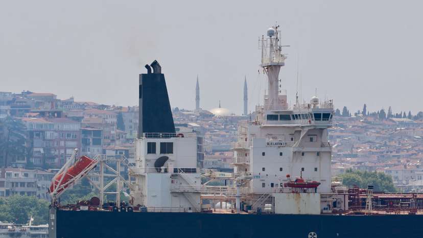 Panama-flagged oil tanker Blue Lagoon I transits Istanbul's Bosphorus