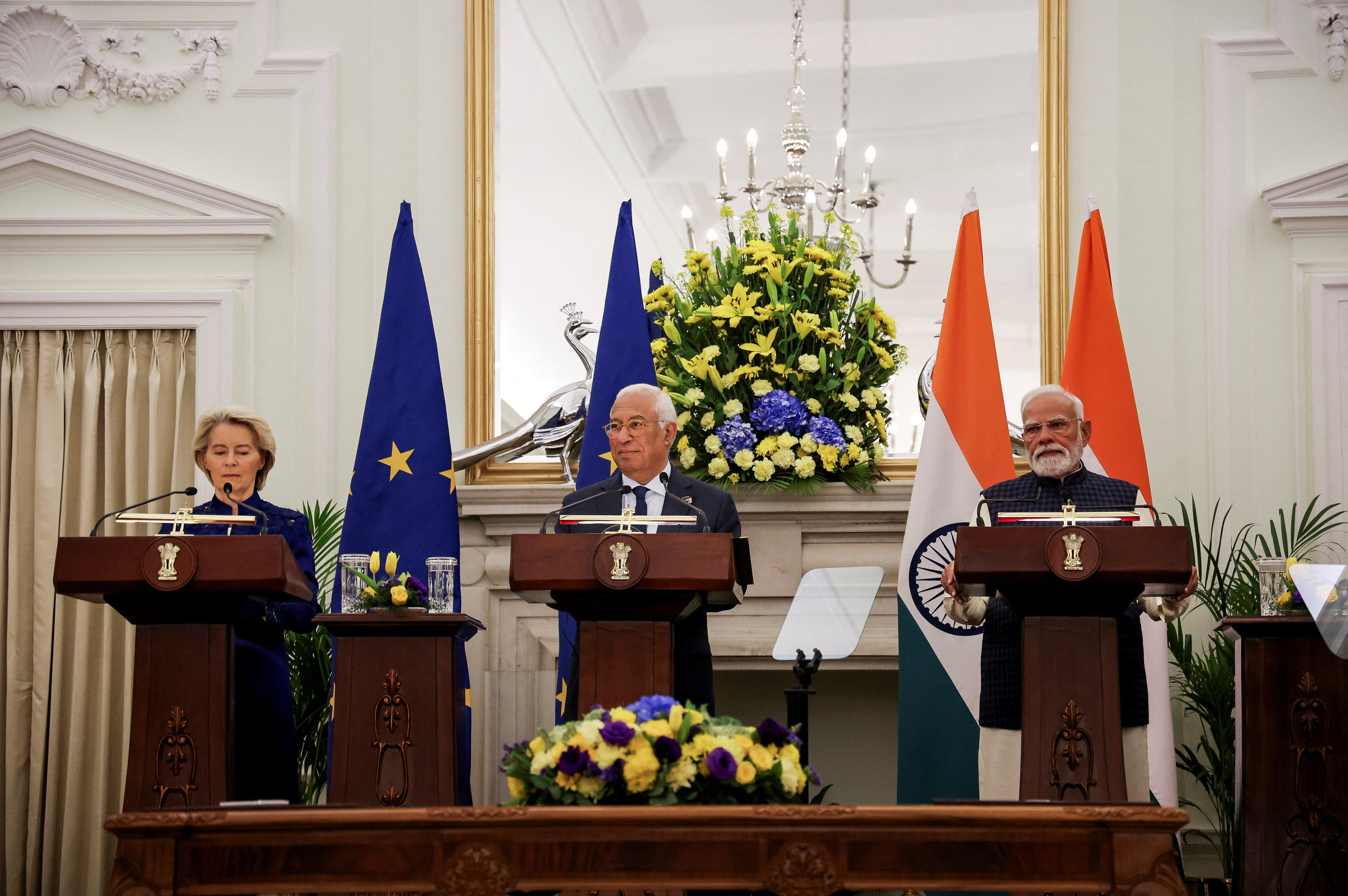 European Commission President von der Leyen and European Council President Costa visit India