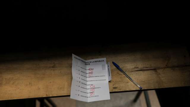 Workers prepare polling stations for the presidential election