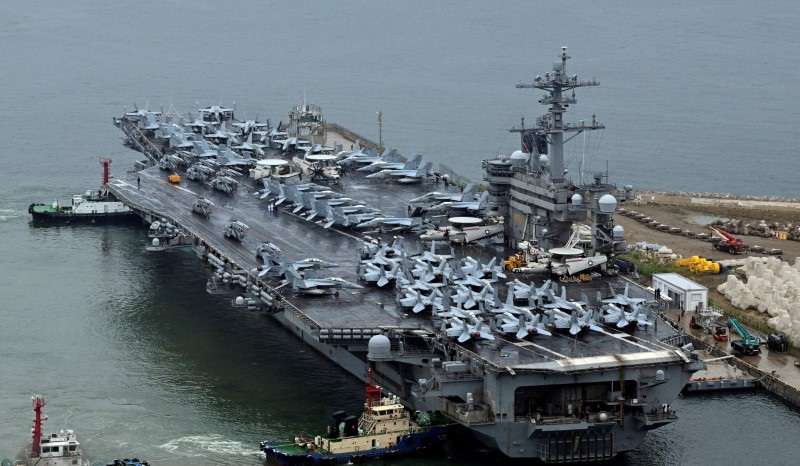 FILE PHOTO: The Theodore Roosevelt (CVN 71), a nuclear-powered aircraft carrier in Busan