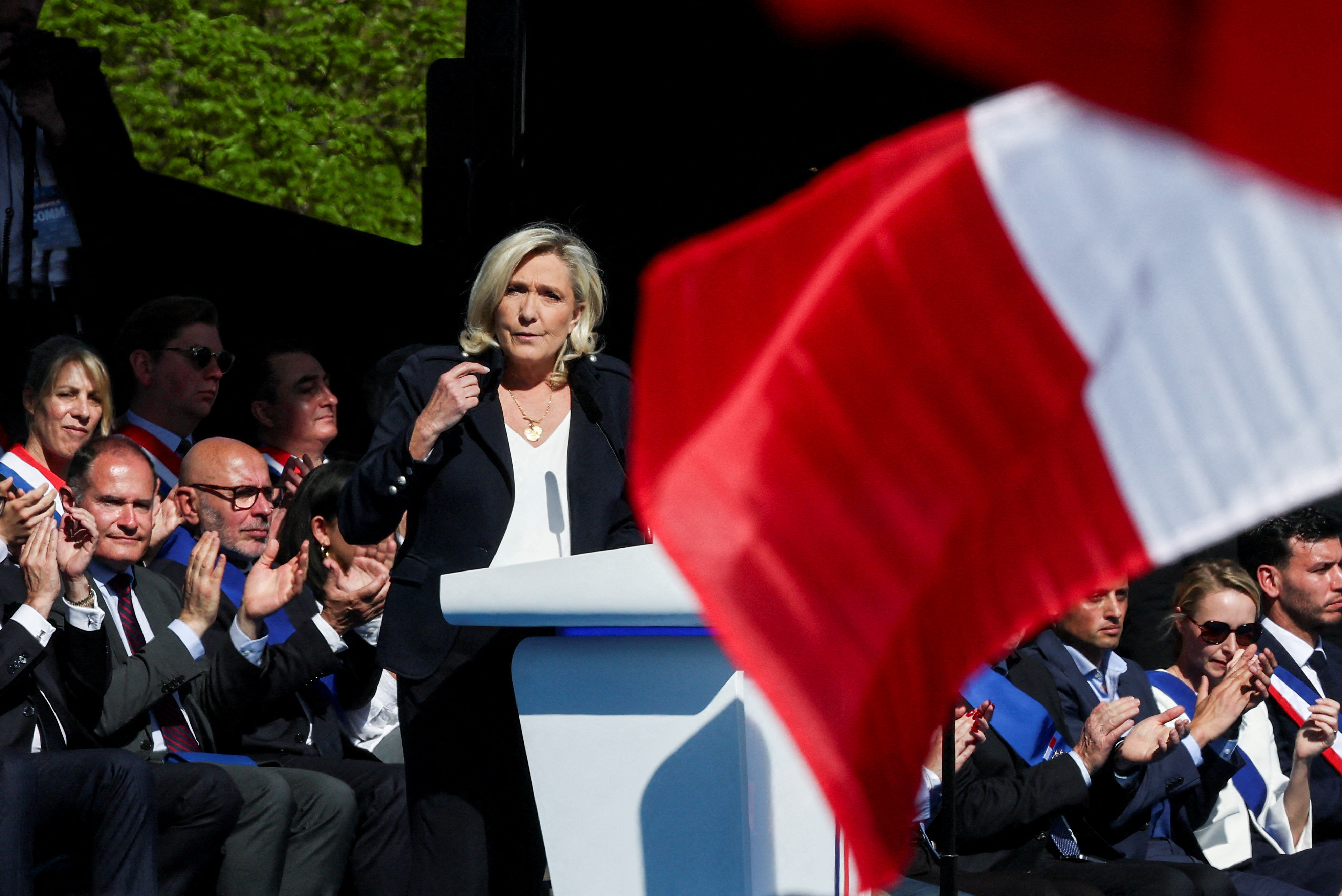 FILE PHOTO: Rally in support of French far-right leader Marine Le Pen in Paris