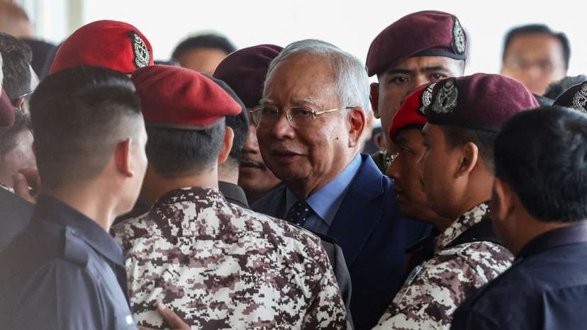 Former Malaysian Prime Minister Najib Razak arrives at the Kuala Lumpur court complex for his 1MDB corruption case, in Kuala Lumpur