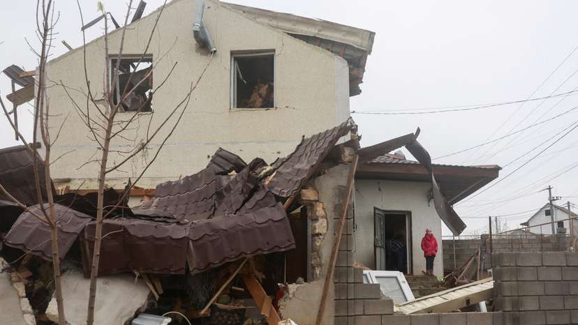 Aftermath of a Russian missile attack at outskirts of Odesa