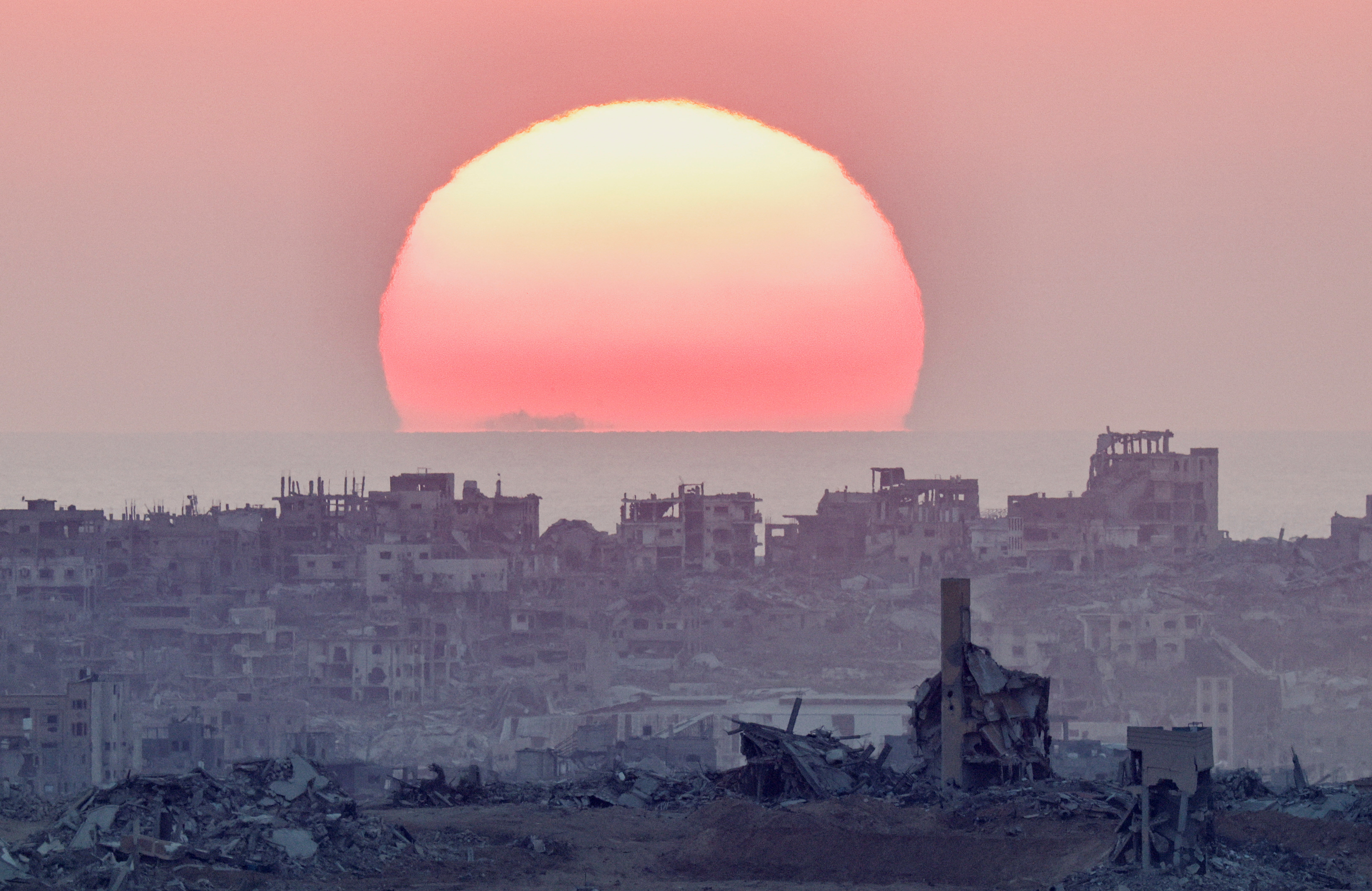 The sun sets over north Gaza