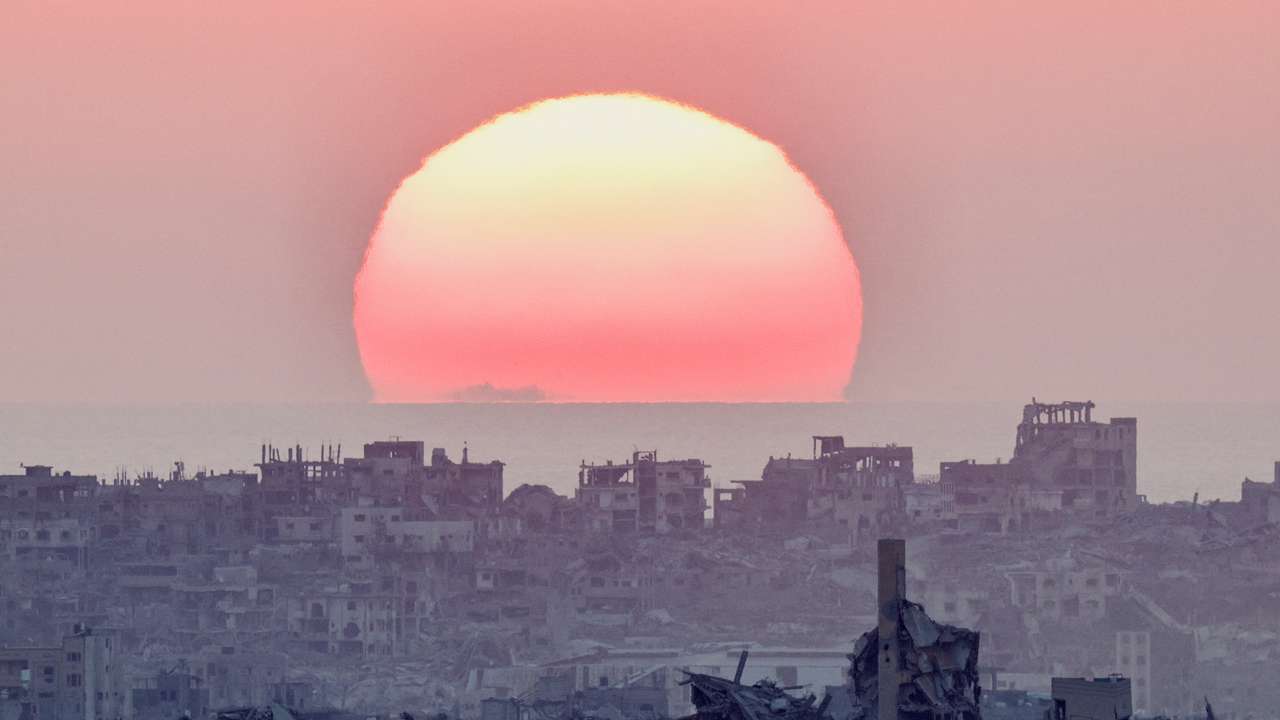 The sun sets over north Gaza
