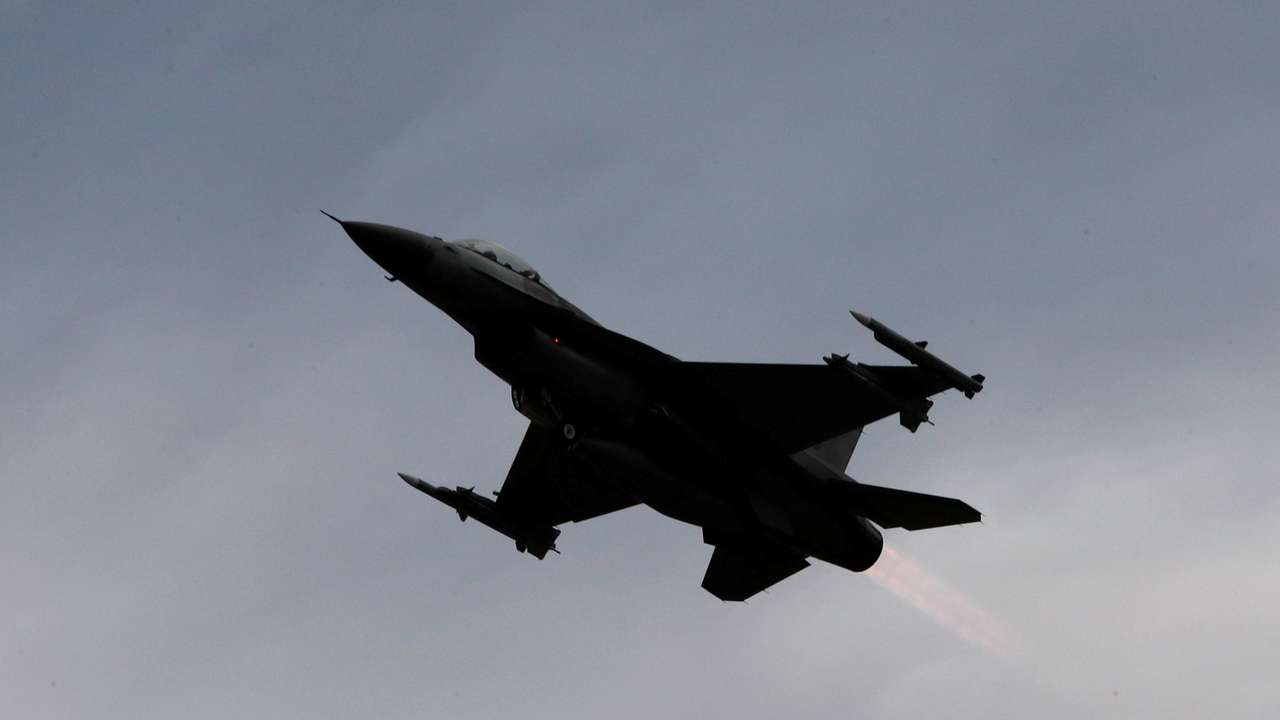 FILE PHOTO: A F-16 fighter jet takes off during a military drill at Zhi-Hang Air Base in Taitung