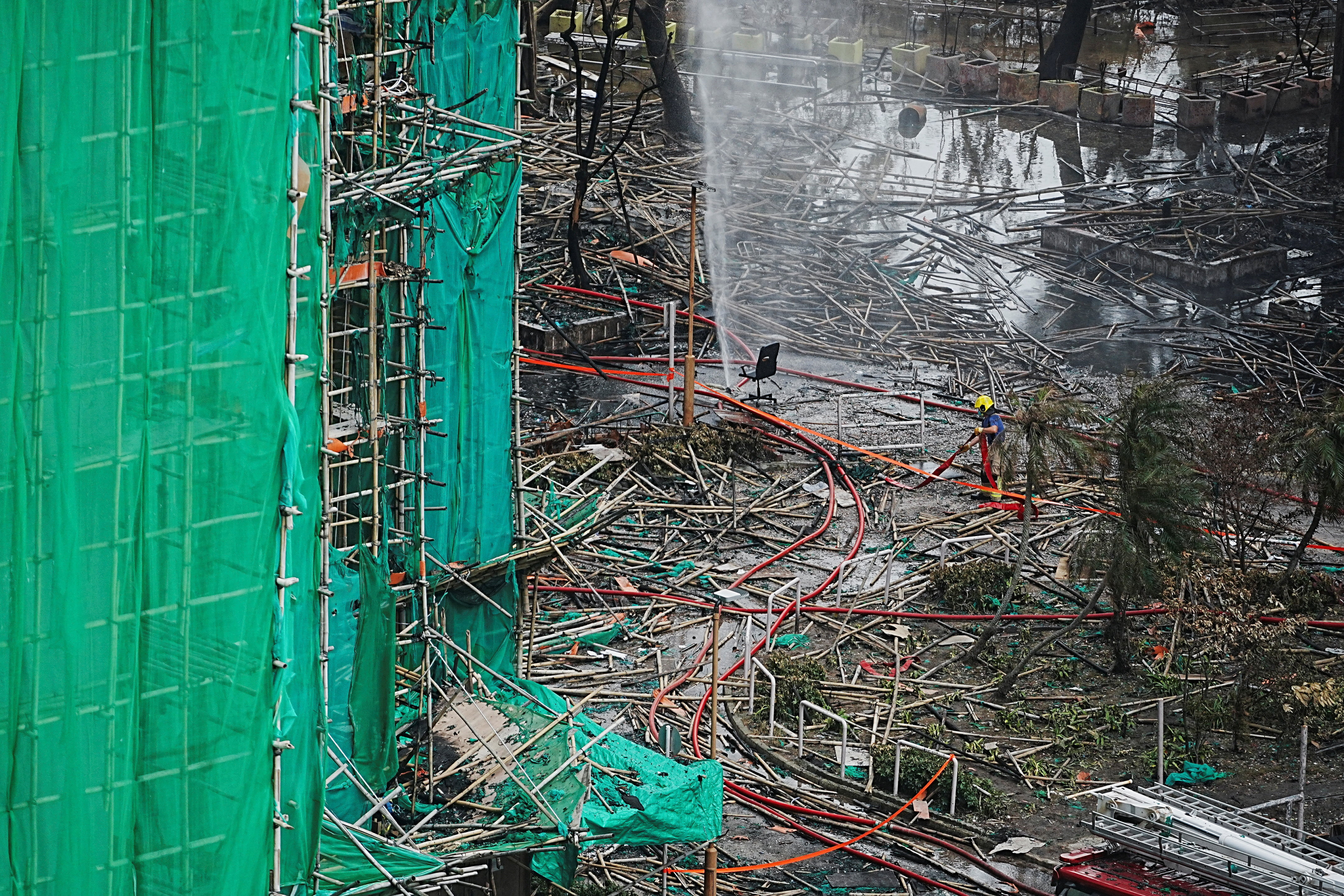 Aftermath of a deadly fire at the Wang Fuk Court housing complex in Hong Kong