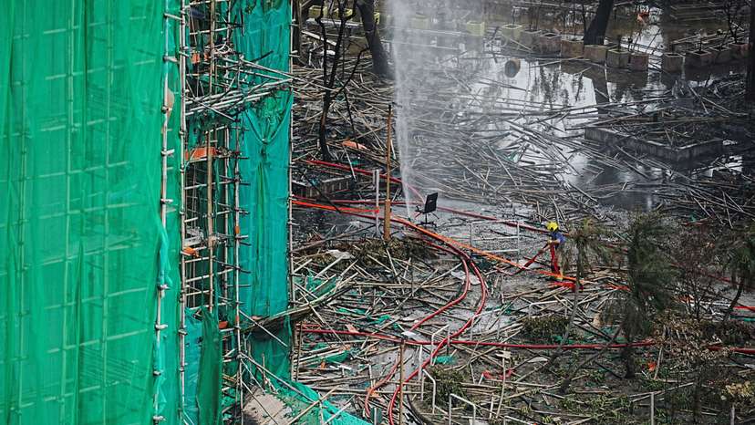 Aftermath of a deadly fire at the Wang Fuk Court housing complex in Hong Kong
