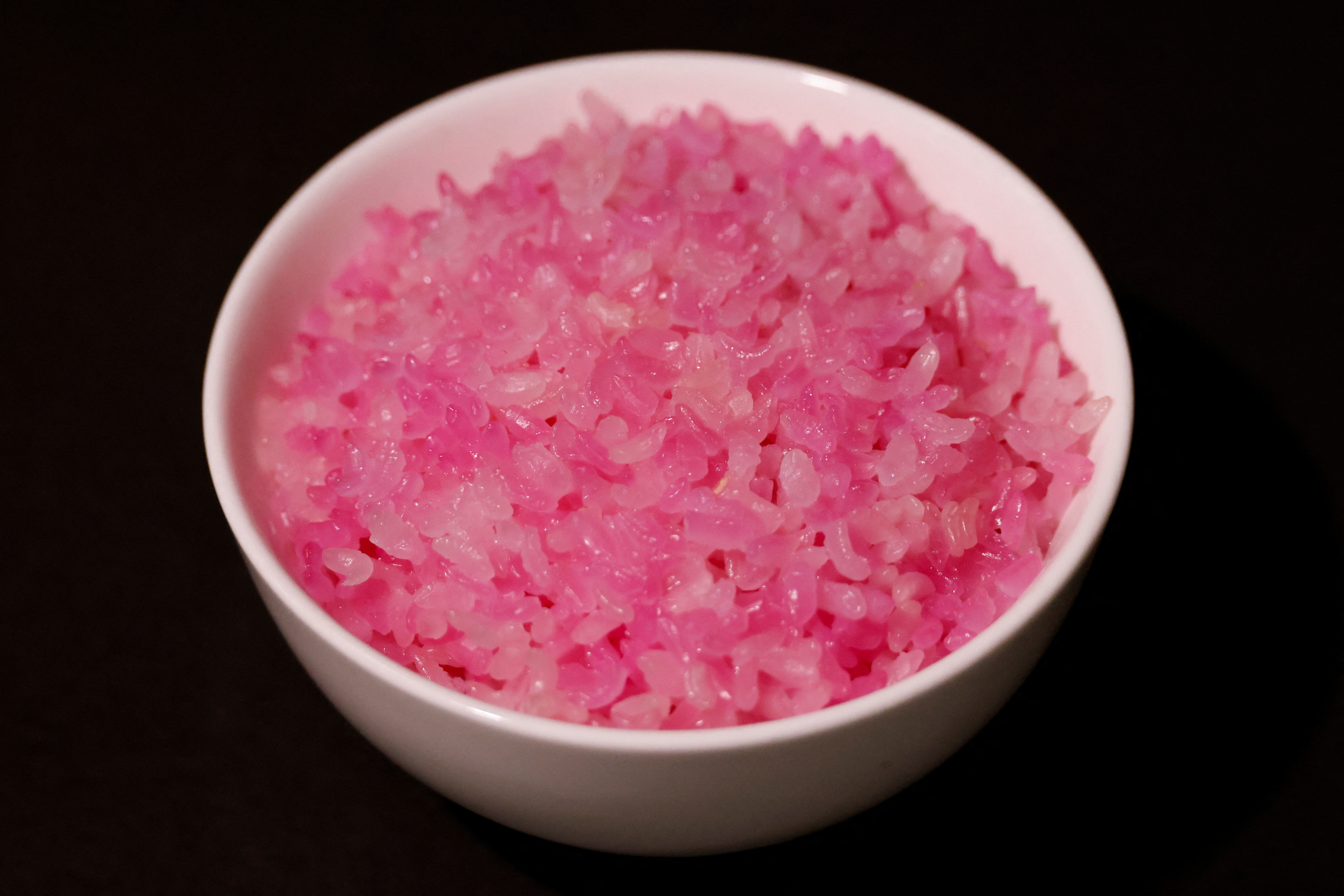 Hybrid beef rice is set on a table at the Reuters studio in Seoul
