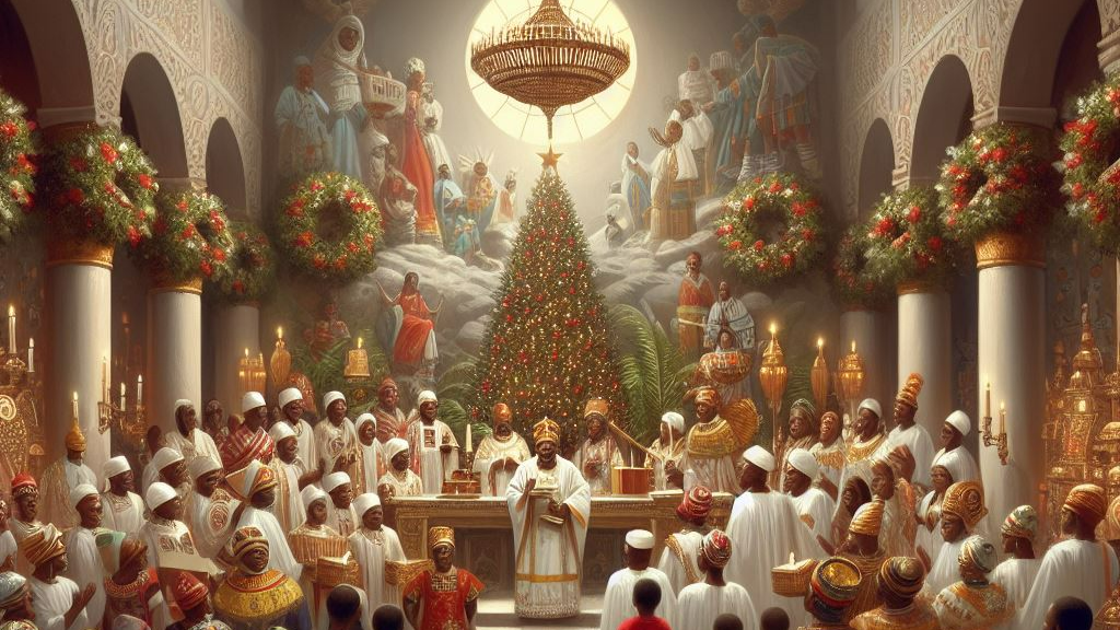 AI image of an African church during Christmas