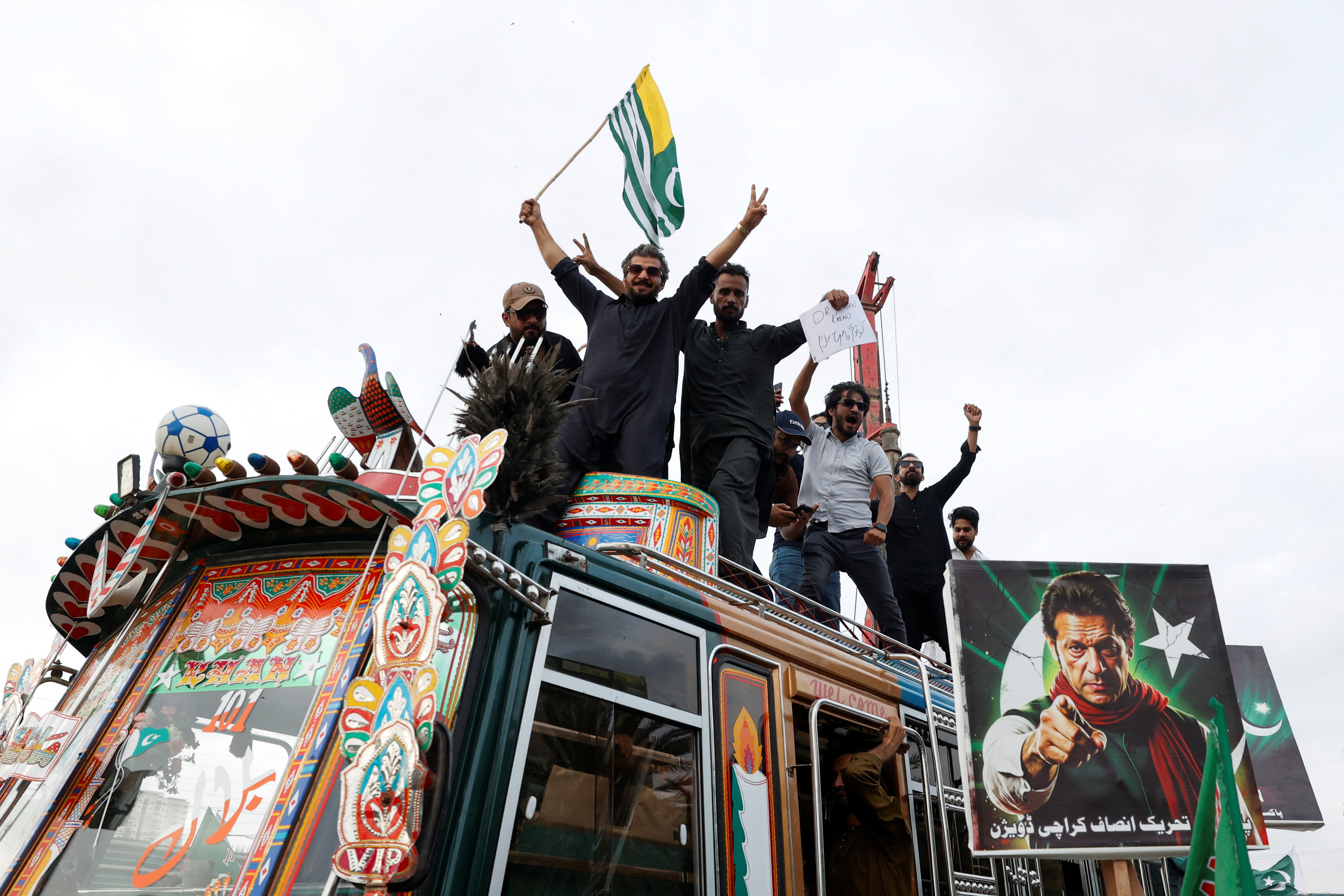 Protest in support of Pakistan's former Prime Minister Imran Khan in Karachi