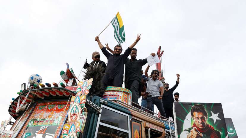 Protest in support of Pakistan's former Prime Minister Imran Khan in Karachi