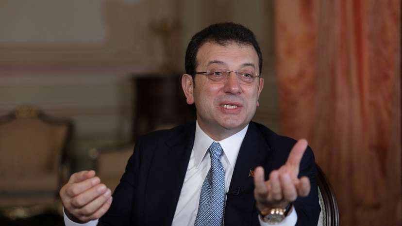 Istanbul Mayor Imamoglu speaks during an interview with Reuters in Istanbul