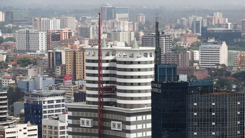 General view of the central business district in Nairobi