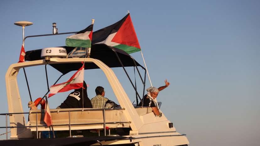 Global Sumud Flotilla boats off Crete island, Greece, heading to Gaza